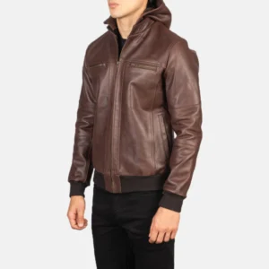 Julissa Brown Hooded Motorcycle Jacket Side View