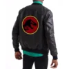 Jurassic Park Black Leather Bomber Jacket