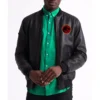 Jurassic Park Black Leather Bomber Jacket Front