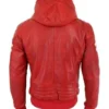 Kaiya Red Hooded Biker inspired Jacket Back