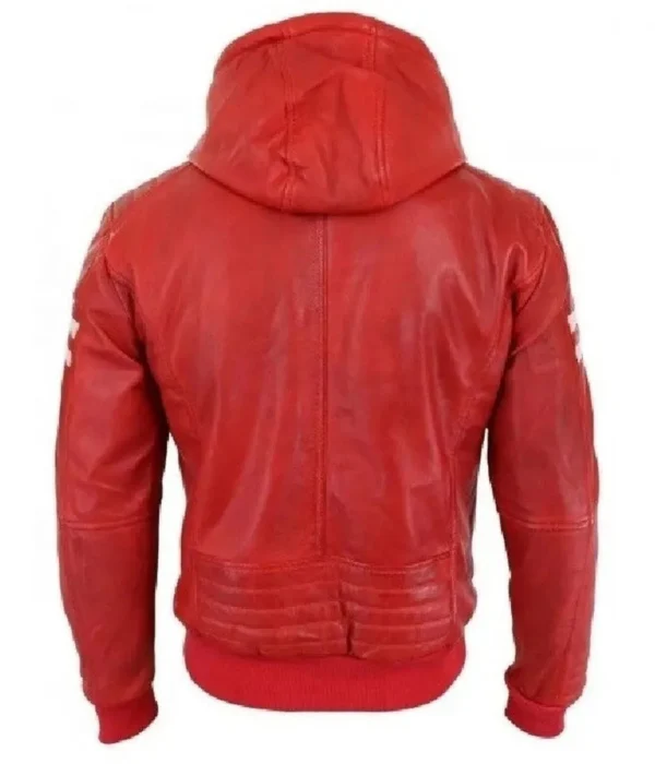 Kaiya Red Hooded Biker inspired Jacket Back