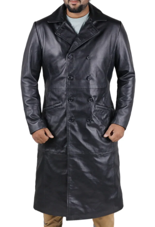 Kansas Classic Mens Winter Leather Chesterfield Coat