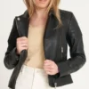 Karla Quilted Leather Moto Jacket