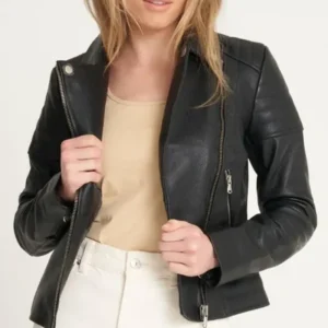 Karla Quilted Leather Moto Jacket
