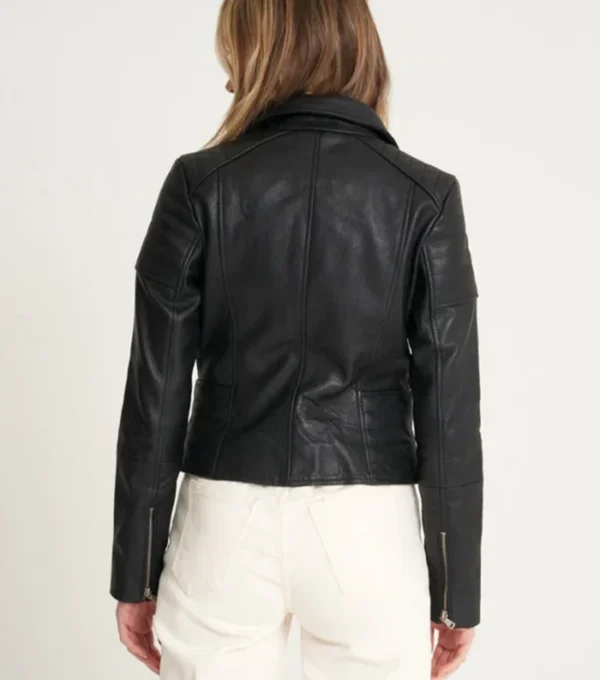 Karla Quilted Leather Moto Jacket Back