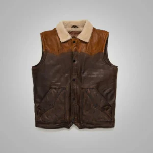 Katelyn Shearling Trimmed Leather Vest