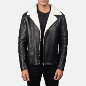 Katie Black Moto Jacket With Shearling Lining