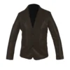 Kay Classic Black Leather Blazer Jacket