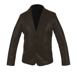 Kay Classic Black Leather Blazer Jacket