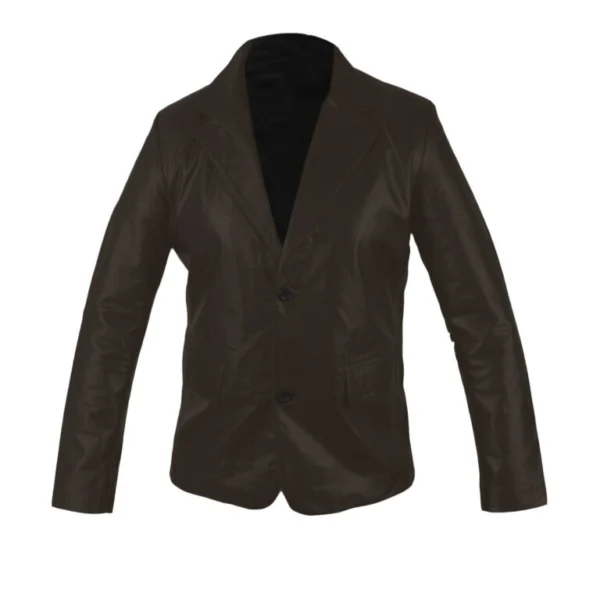 Kay Classic Black Leather Blazer Jacket