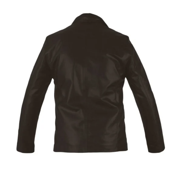 Kay Classic Black Leather Blazer Jacket Back