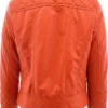 Kayden Cool Toned Real Leather Biker Orange Quilted Jacket Back