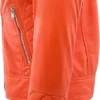 Kayden Cool Toned Real Leather Biker Orange Quilted Jacket Side View