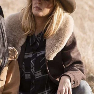 Kelly Reilly Yellowstone Shearling Wool Coat