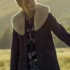 Kelly Reilly Yellowstone Shearling Wool Coat Front