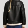 Kendell Inner White Shearling Black Leather B3 Aviator Jacket Back