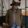 Kevin Costner Yellowstone John Dutton Brown Cotton Jacket Closeup