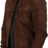 Khai Brown suede leather jacket sideview