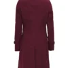 Khloe Four Buttons Burgundy Wool Long Coat Back