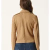 Kieran Biker Inspire Camel Soft Suede Leather Jacket Back