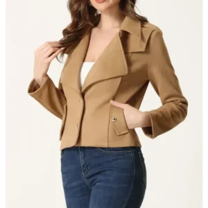 Kieran Biker Inspire Camel Soft Suede Leather Jacket Front