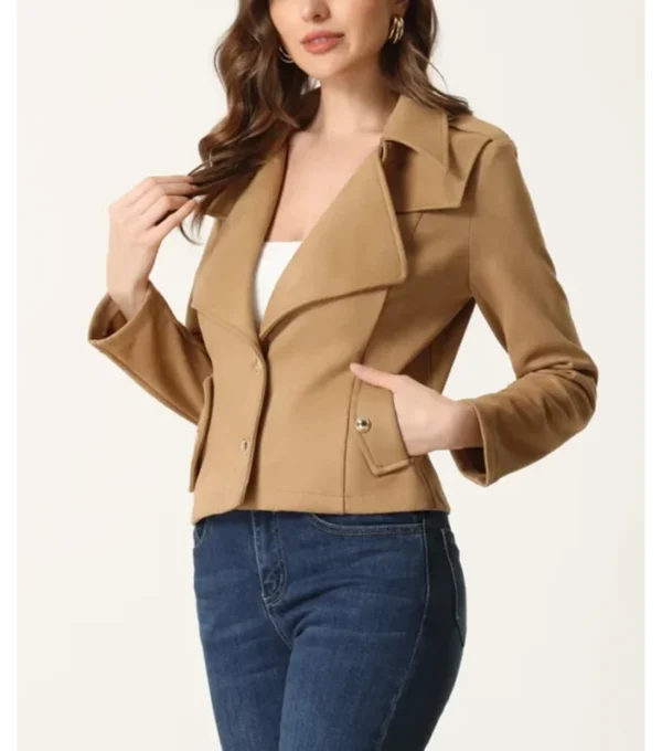 Kieran Biker Inspire Camel Soft Suede Leather Jacket Front