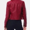 Kingsley Red Biker Timeless Leather Jacket Back