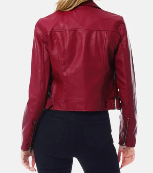 Kingsley Red Biker Timeless Leather Jacket Back