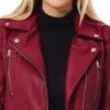 Kingsley Red Biker Timeless Leather Jacket Closeup