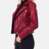 Kingsley Red Biker Timeless Leather Jacket Side View