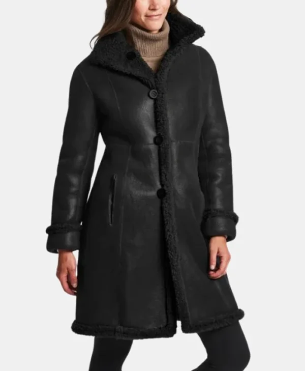 Knox Adventure Ready Shearling Leather Long Black Coat