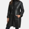 Knox Adventure Ready Shearling Leather Long Black Coat Front