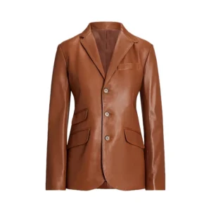 Kristal Eye Catching Brown Leather Blazer