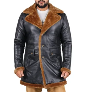 Kylee shearling lined leather overcoat