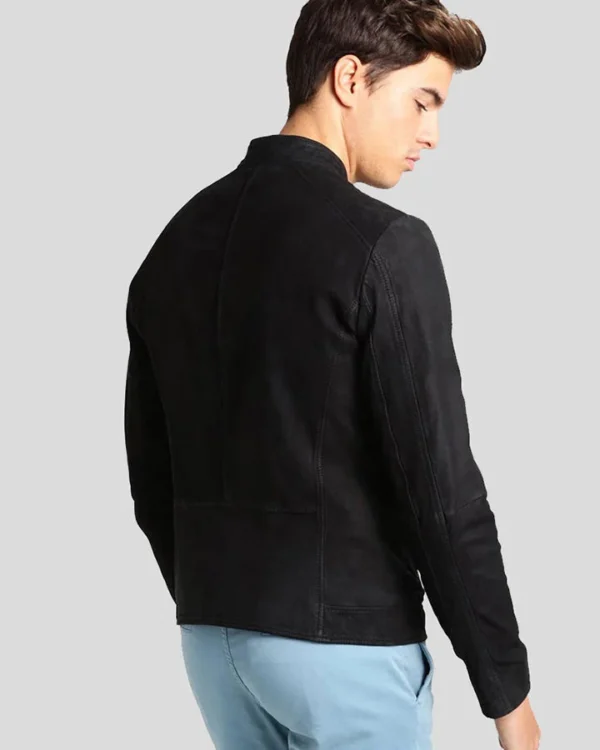 Kyree Black Suede Motorcycle Jacket Back