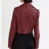 Laura Burgundy Biker Real Leather Jacket Back