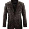 Leland Quilted Brown Leather Blazer Jacket