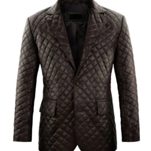 Leland Quilted Brown Leather Blazer Jacket