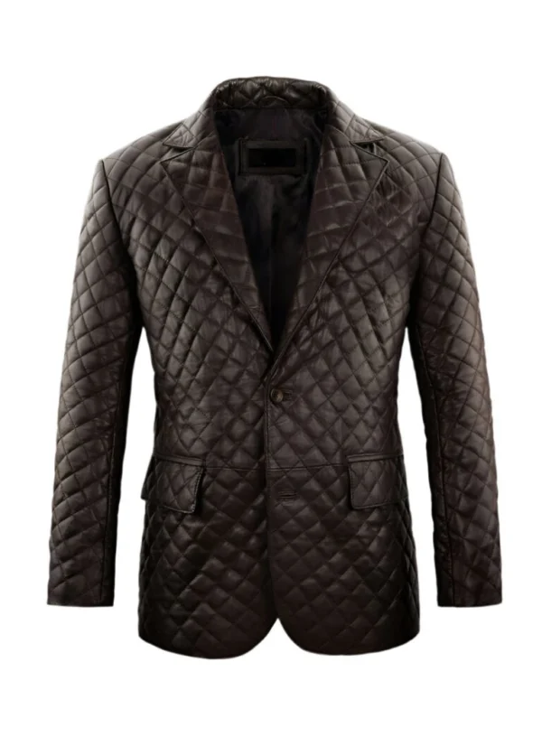 Leland Quilted Brown Leather Blazer Jacket