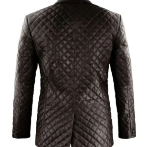 Leland Quilted Brown Leather Blazer Jacket Back