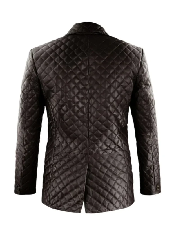 Leland Quilted Brown Leather Blazer Jacket Back