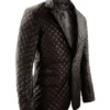 Leland Quilted Brown Leather Blazer Jacket Side View