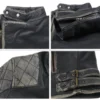 Leviy Mens Genuine Cow Leather Double Rider Jacket in Brown Closeup