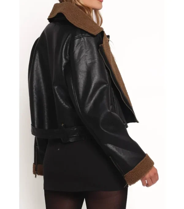Lexi Shearling Leather Biker Jacket for Women Back