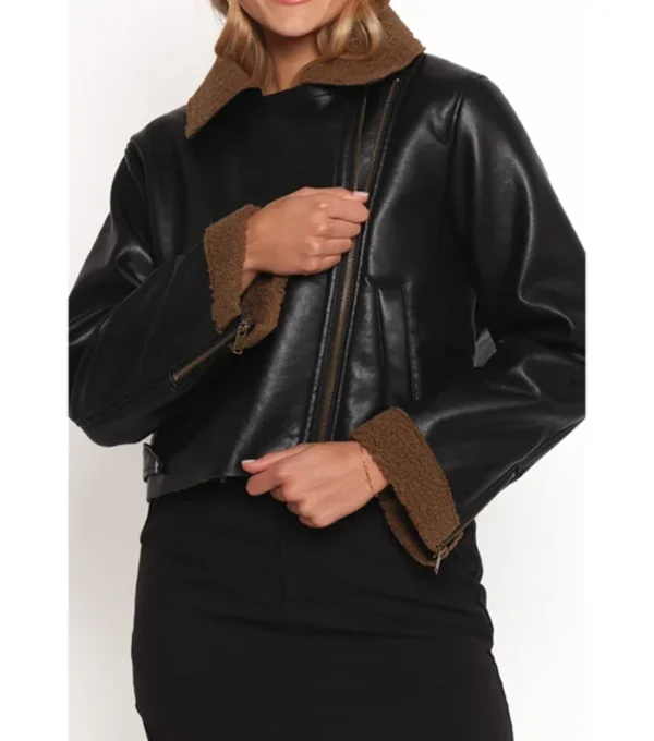 Lexi Shearling Leather Biker Jacket for Women Front