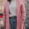 Lillie Pink Wool Long Trench Coat