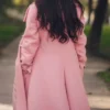 Lillie Pink Wool Long Trench Coat Back
