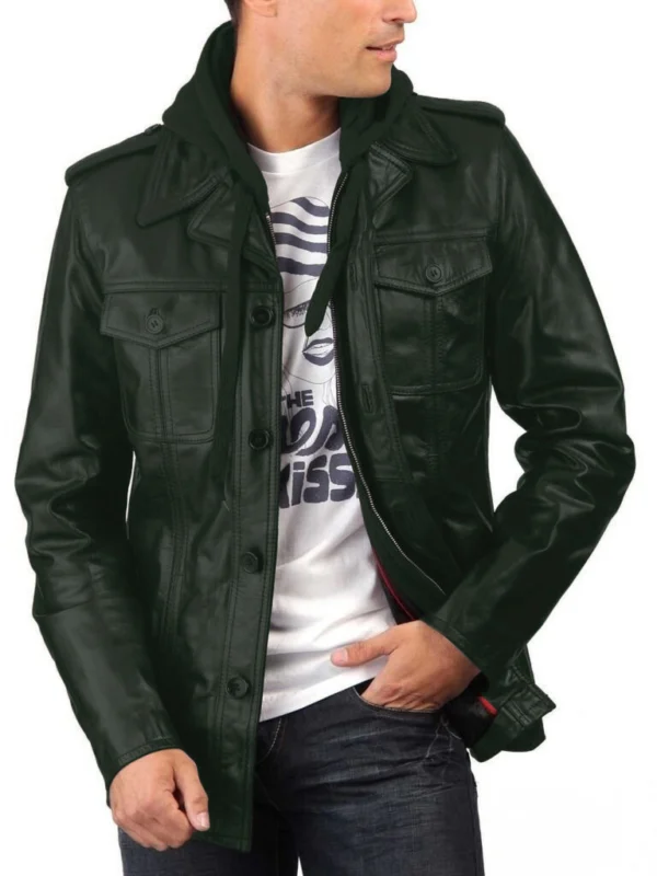 Lilly Hooded Biker Jacket in Green