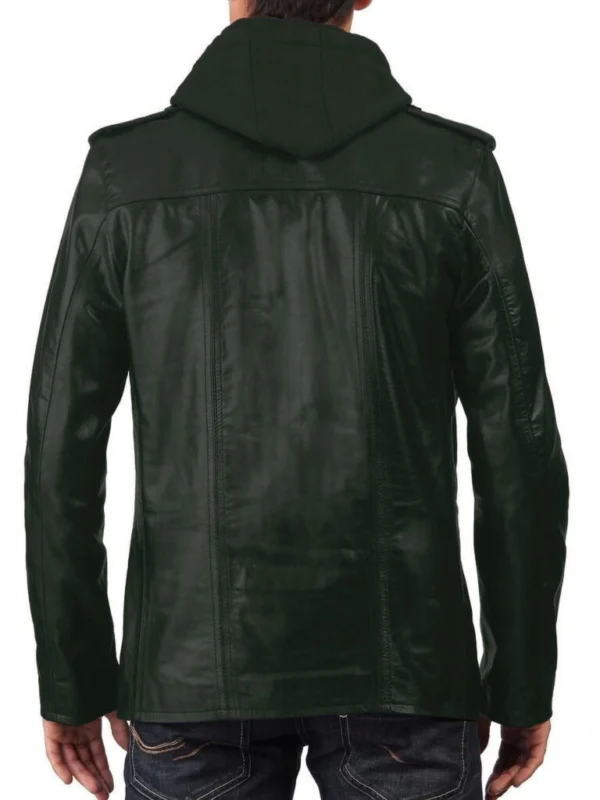 Lilly Hooded Biker Jacket in Green Back