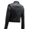 Lindsey Cafe Racer Real Leather Moto Cropped Jacket Back